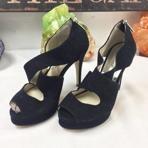 Michael Kors Black Suede Heels Zip platform